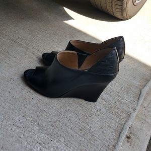 Ann Taylor Black Leather Wedge
